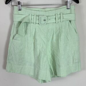 Abercrombie & Fitch Linen‎ Blend Belted High Rise Mint Green Shorts Size Small